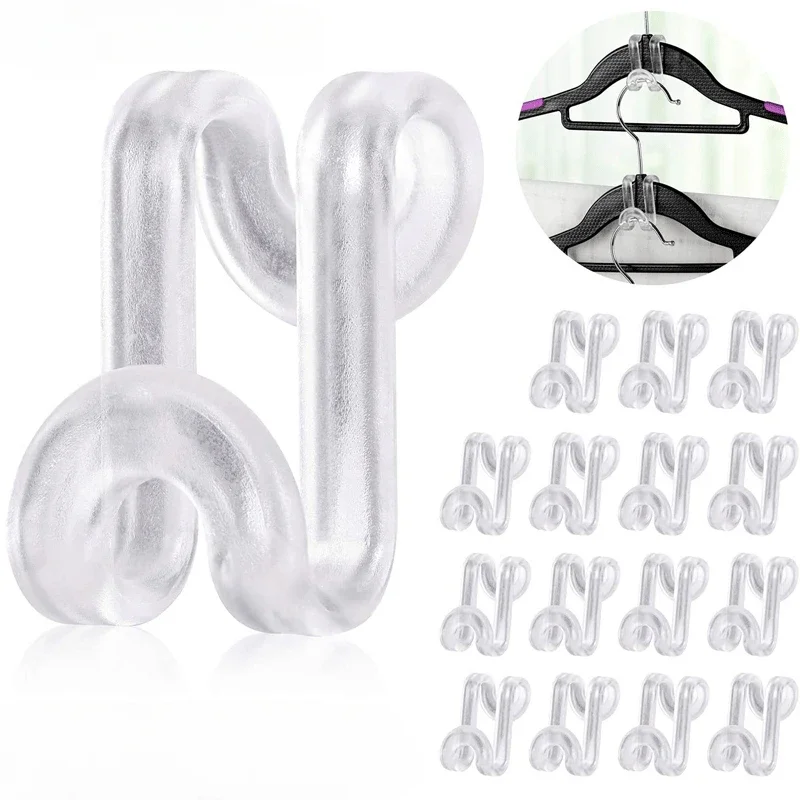 

Connector Hooks for Hanger Transparent Stackable Clothes Hangers with Hooks Hanger Extender Clips Space Saving Outfit Organizer