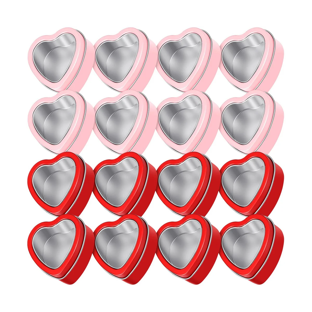

16 шт. металлические банки в форме сердца с крышкой, металлические жестяные банки, пустые банки для свечей, красные и розовые подарочные коробки на день рождения