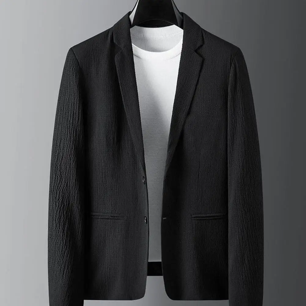 Striped Pleated Men Blazer Pants Set Men Set Pleated Drawstring Loose Lapel Pockets Thin Formal Business Business Two-piece Suit