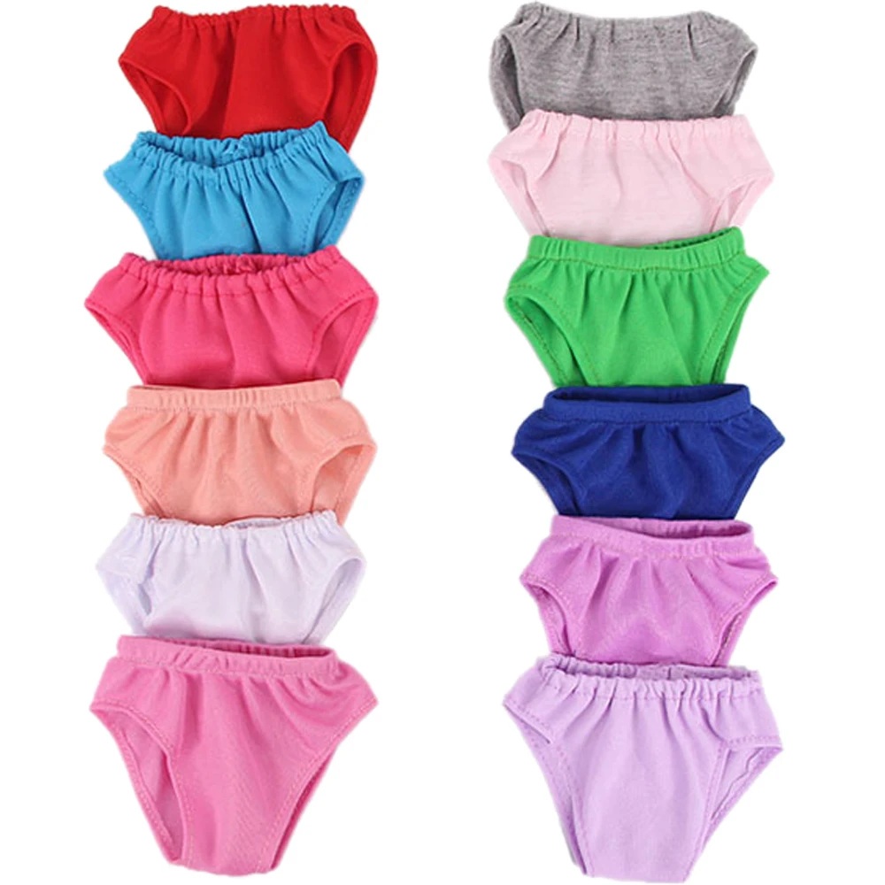 Günstige 12-farbige Höschen für 43 cm große Babypuppen, Kleidungszubehör und 18 Zoll große amerikanische Puppen, Mädchenspielzeug unserer Generation