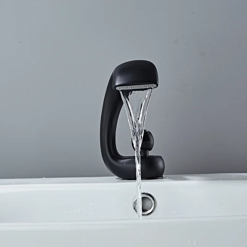 Description Picture 3 of itemBathroom Faucet Modern Black Basin Brass Wash Single Handle Single Hole Elegant Crane