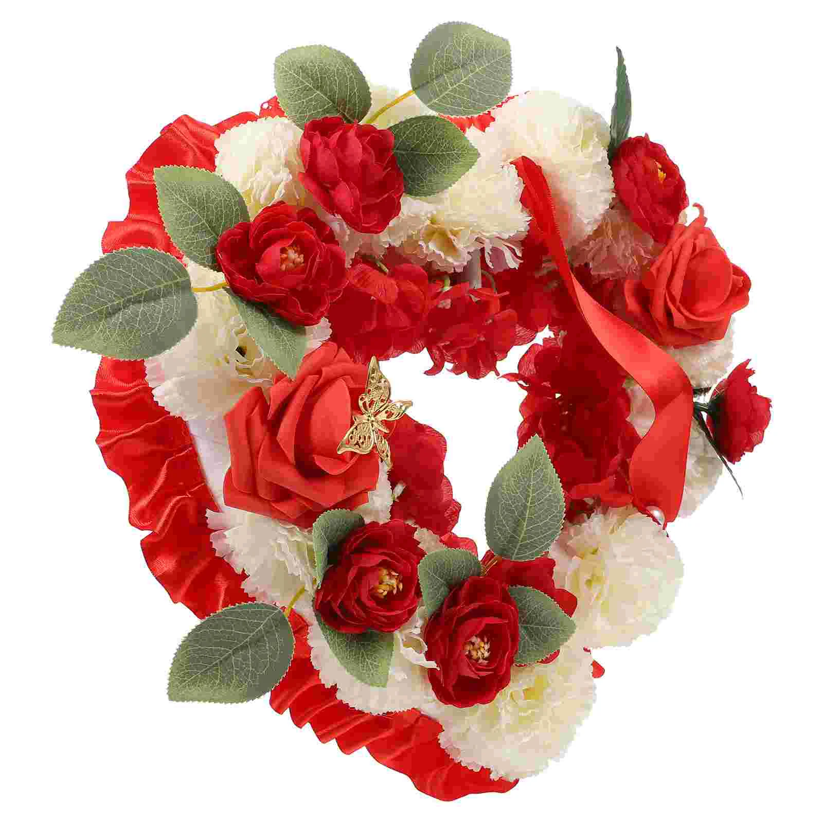 Wreath Artificial Flower Garland Flowers Cemetery Heart Funeral Graves