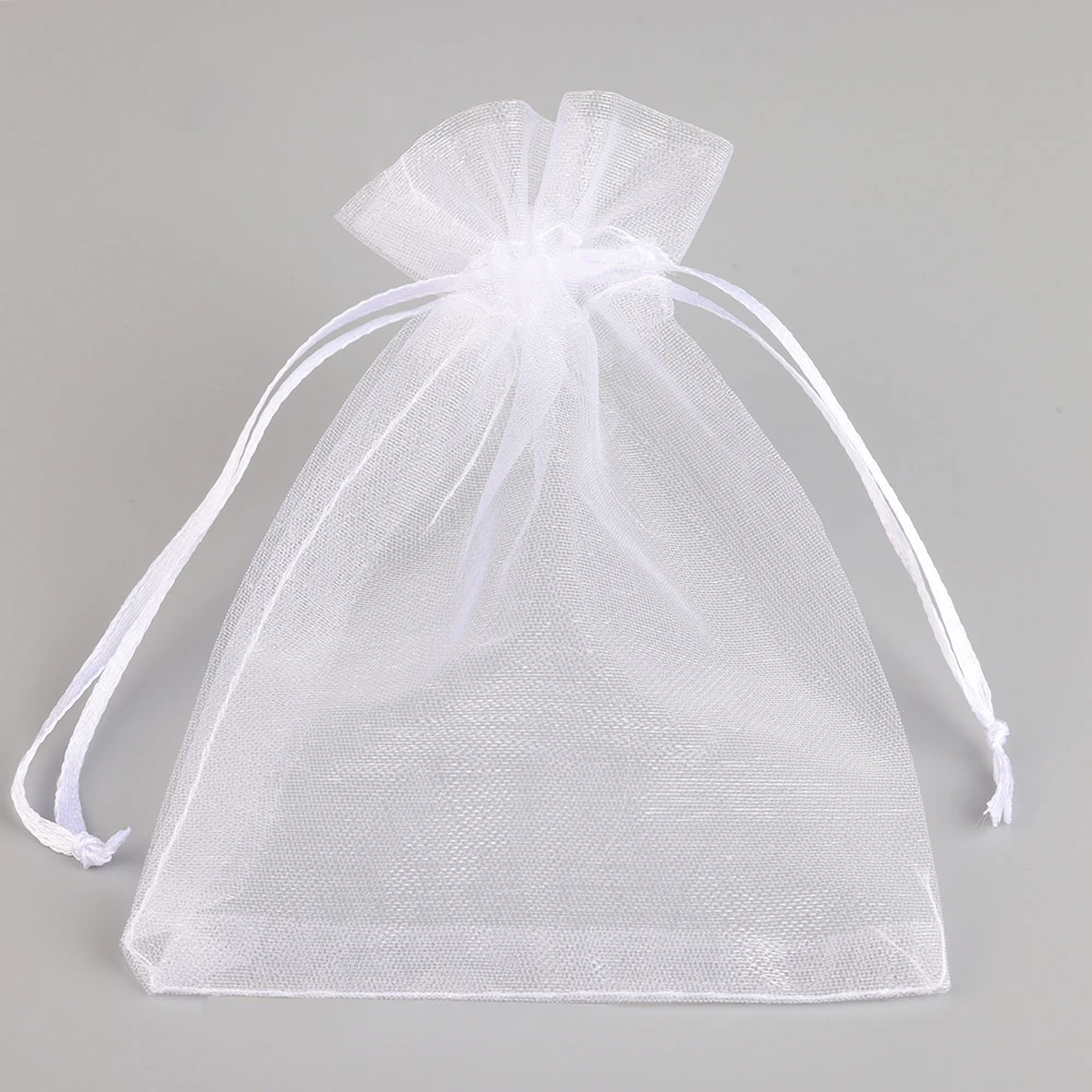 50pcs/100pcs 10x15cm 13x18cm Colorful Organza Jewelry Bags Wedding Christmas Candy Packaging Drawstring Pouches Gift Display Bag