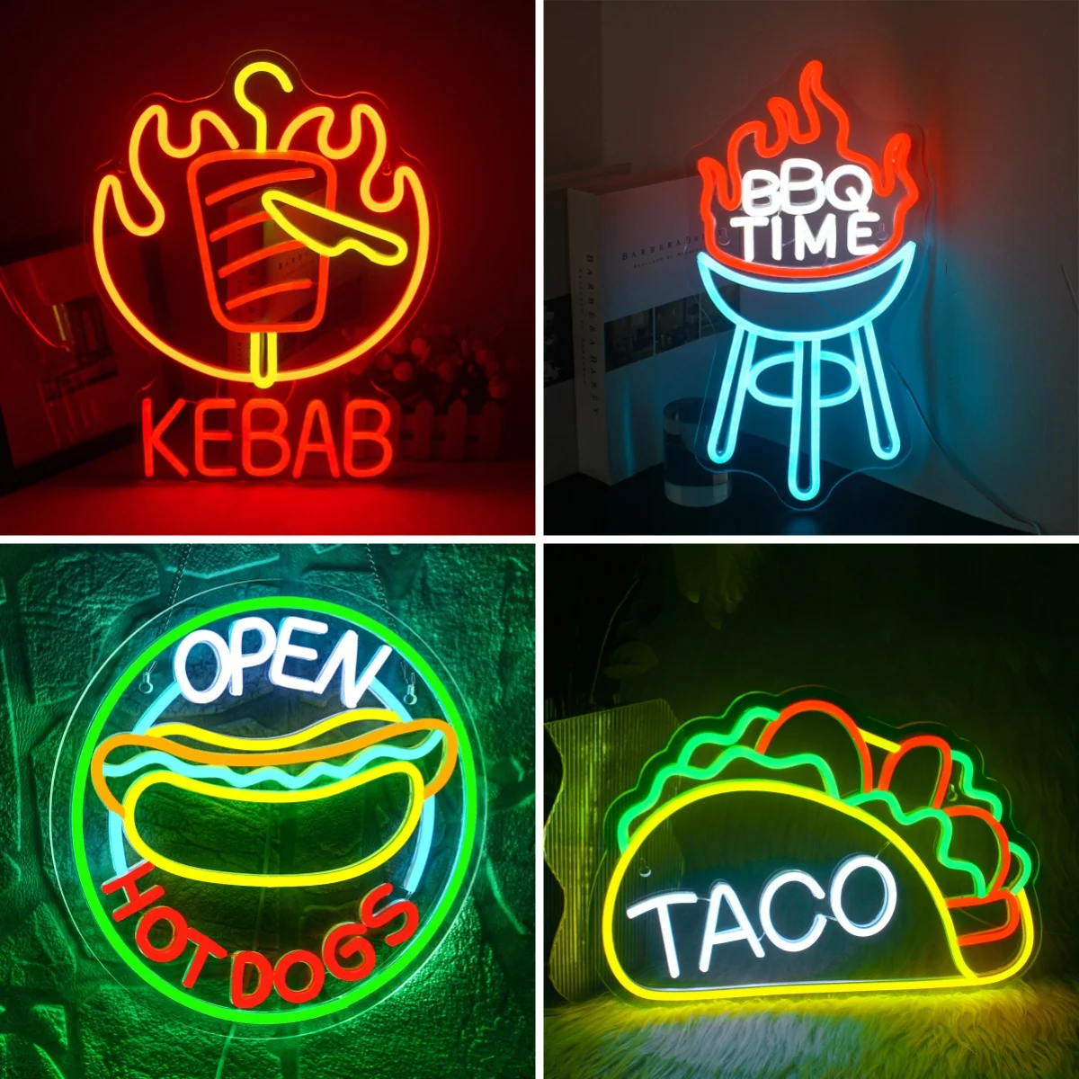 BBQ Kebab Neon Led Sign USB Powered Neon Lights Taco Nachos Food