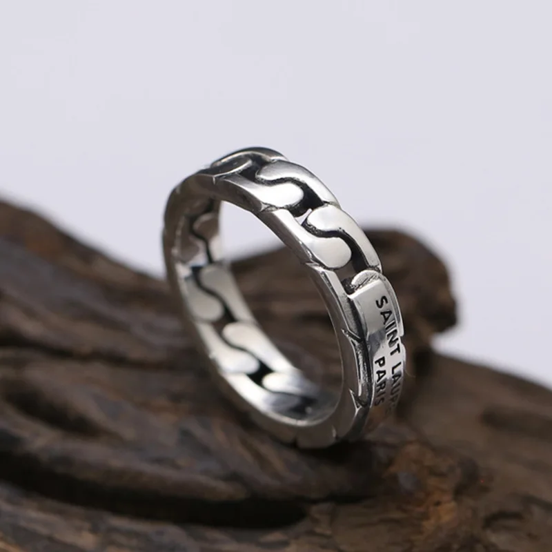 

S925 sterling silver ring weaving Fried Dough Twists style lovers original simple design retro personality hip-hop style