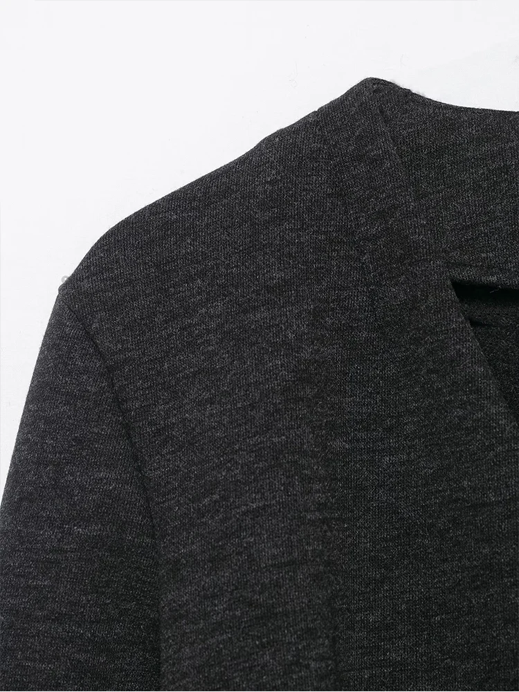 Women Chic Jacket Coat V Neck Long Sleeve Sashes Solid Color Fashion 2025 Fall Winter Office Lady Casual Simple Style Short Coat