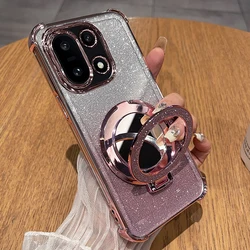 Shockproof Glitter Silicone Holder Case with Ring Stand for realme 16proplus (Pink)