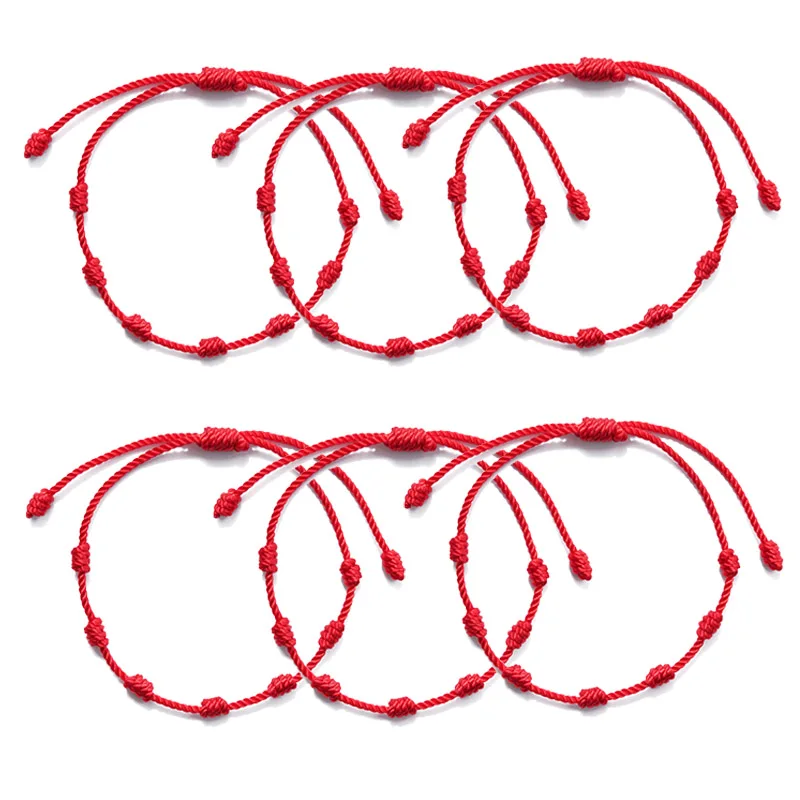 7 Knots Red String Bracelet Protection Evil Eye Good Luck Amulet for Success and Prosperity Couple's Friendship Bracelet 24PCS