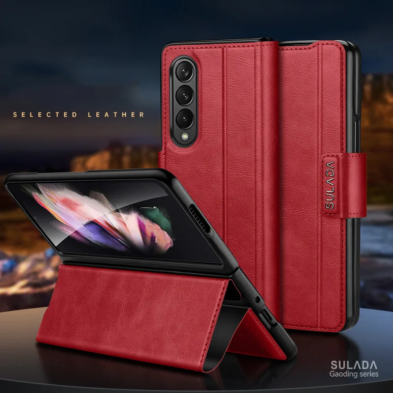 

Противоударный кожаный чехол-бумажник с подставкой для samsung z fold 5