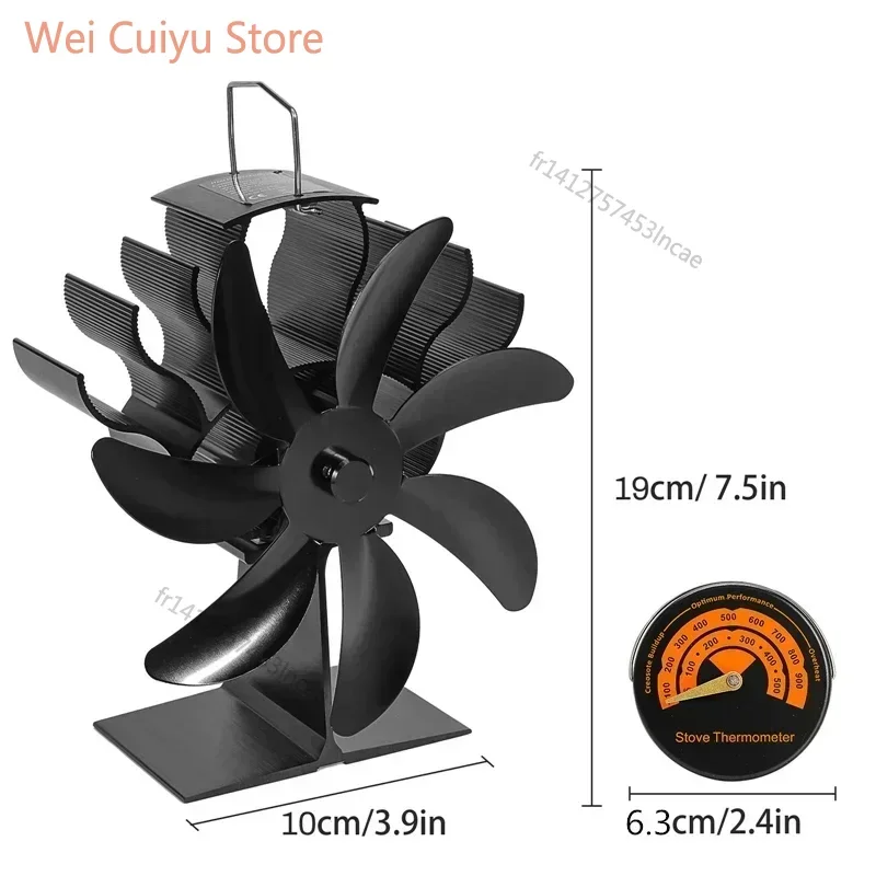 Ventilateur de poêle à 7 feuilles, ventilateur de cheminée thermique, brûleur à bois, ventilateur écologique, chauffage d'hiver pour la maison, distribution de chaleur efficace
