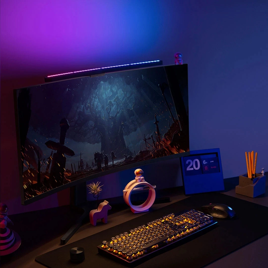 LYMAX RA97 Curved Monitor Light RGB Color Sound-Sensitive Music PC Hanging Game Dimming Eye-Care Wireless Remote Control monitor light