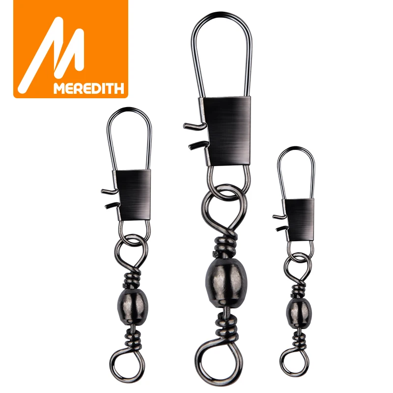 MEREDITH 50Pcs/Lot Stainless Steel Fishing Connector Pin Bearing Rolling Swivel Snap Pins Fishing Tackle Accessories