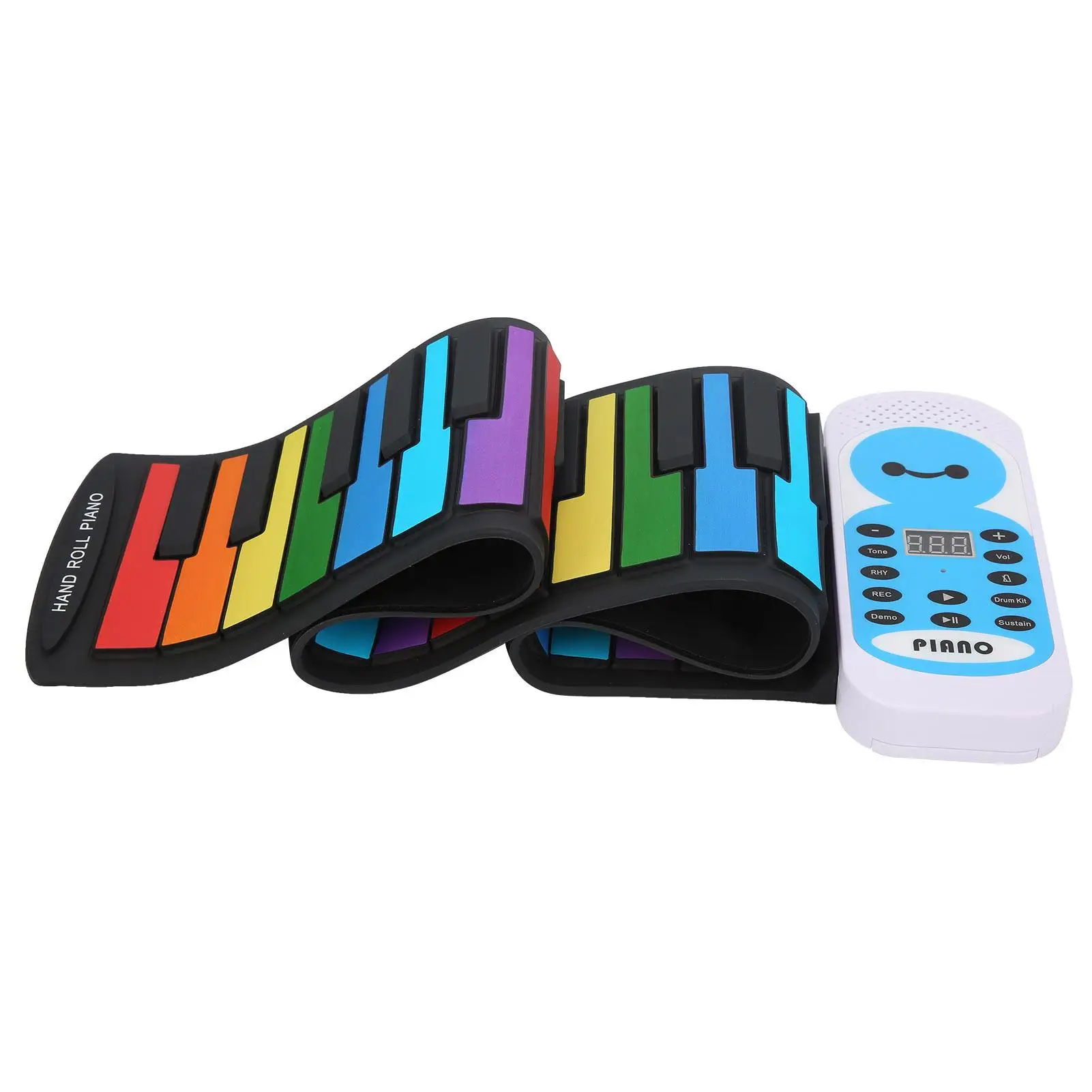 49-Key Colorful Roll Up Piano-Flexible Silicone Soft Keyboard Electronic Organ for Easy Play