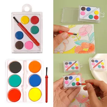 Portatile con pennello Set di colori ad acquerello 6 colori Set di pigmenti per pittura lavabili con pigmenti per acquerello solido per bambini