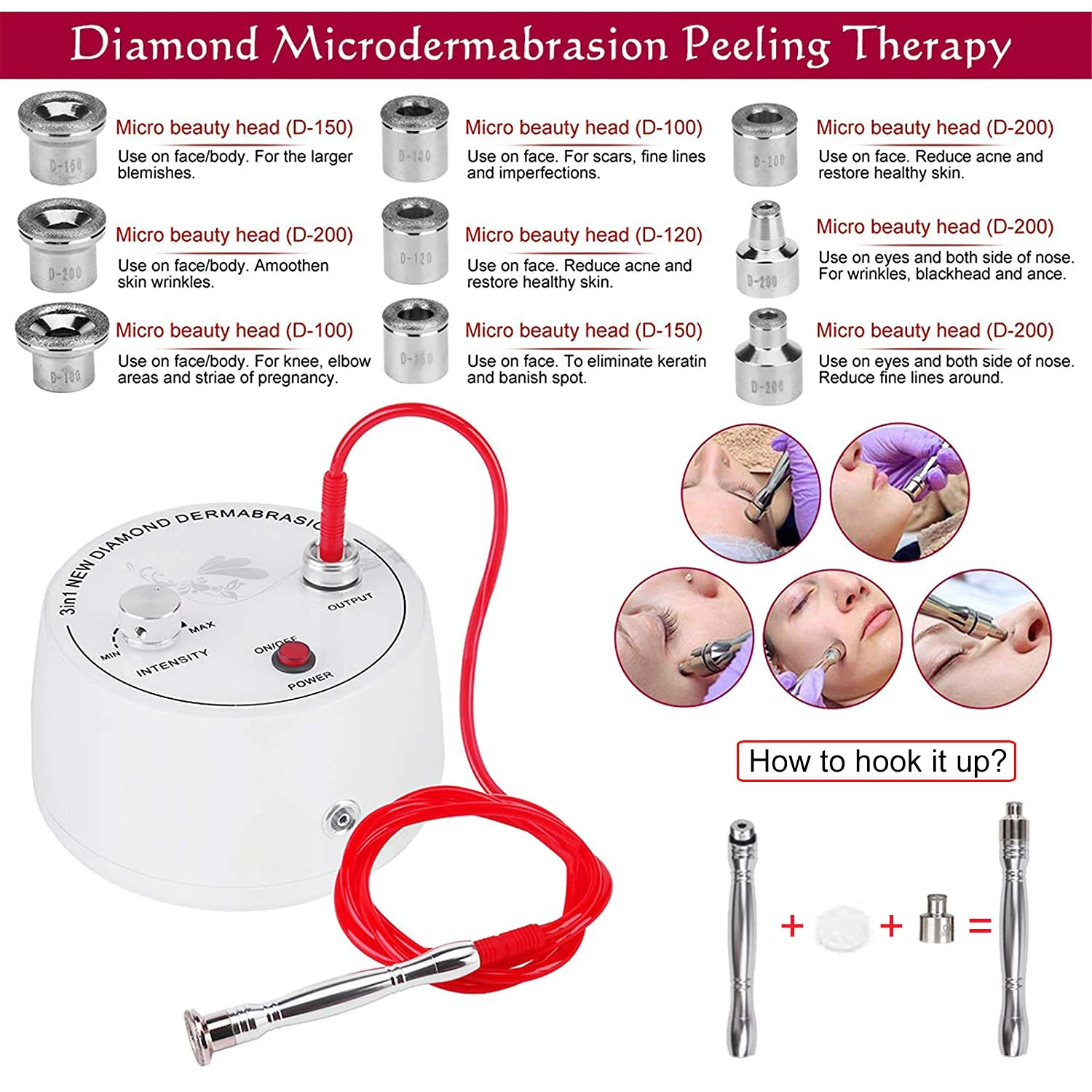 3 in 1 Diamond Machine Facial Care Machine Microdermabrasion Device with Vacuum Spray for Salon Personal Home Use Brighten Skin 5
