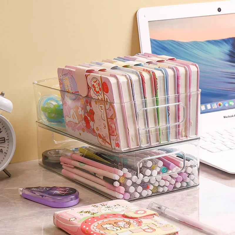 Table Top Transparent Storage Box Book Box Cosmetic Jewelry Finishing Lovely Student Storage Basket Acrylic Organizer