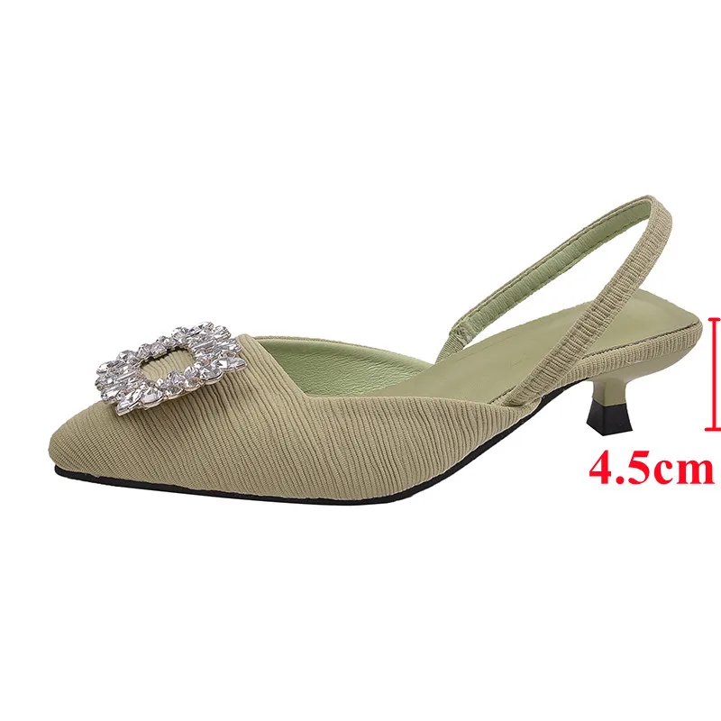 JMPRS Elegant Buckle Pumps Women Crystal Pointed Toe High Heels Office Shoes Woman 2022 Summer Slingback Plus Size Sandals Mujer 