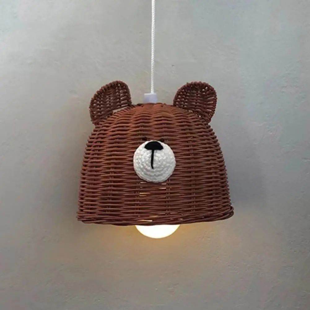 INS Bear Shape Lamp Shade Rattan Lampshade Cover Bear Dust-proof Ceiling Light Lampshade Cover абажурKids Room Decoration abajur new style 3ft 900m led tube waterproof ip65 ceiling wall lamp tri proof tube light for underground cold warehouse lighting