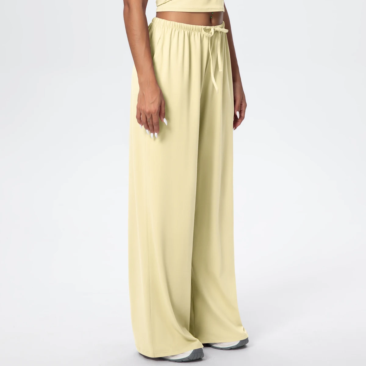 Breathable Solid Color Loose Yoga Pencil Pants Lifting Buttocks Sports Quick Drying Wide Leg Pants With Pockets Gym Yoga Pants