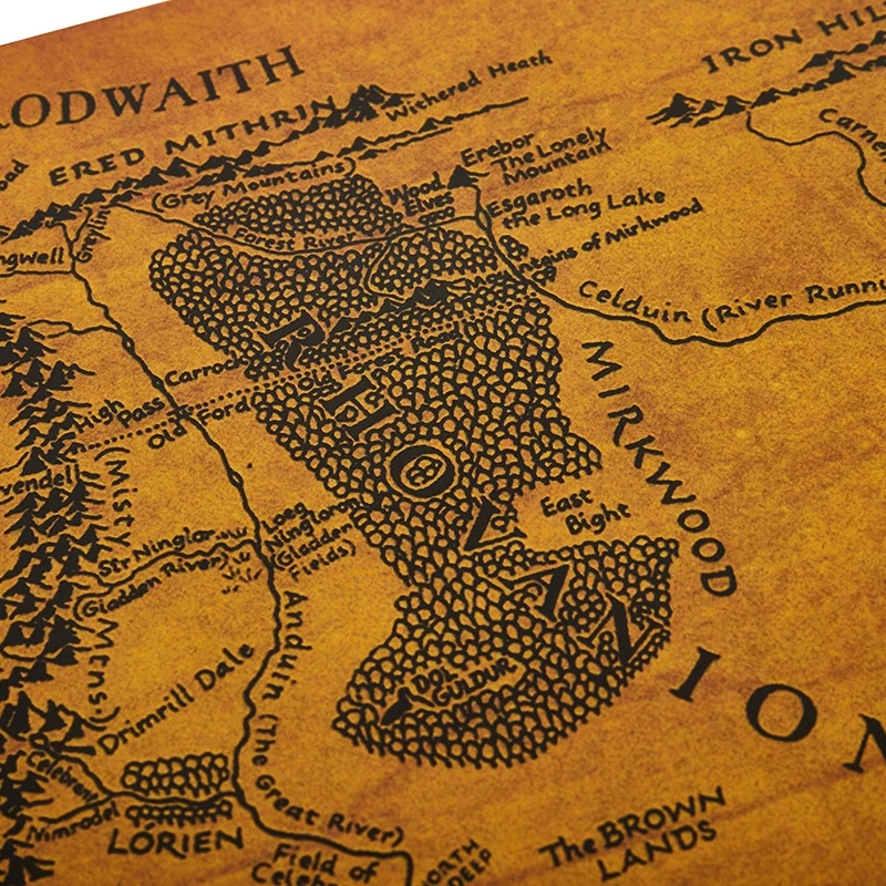 The Rings Middle Earth Map The Retro Kraft Paper Poster Movie Posters Bar Decoration Wall Sticker