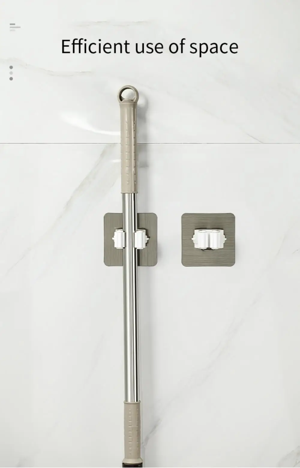 Description Picture 4 of itemMop Holder Self-adhesive Broom Stand Wall Mounted Mop Support Sweeping Brush Hook Storage Organizer Bathroom Kitchen Accessories