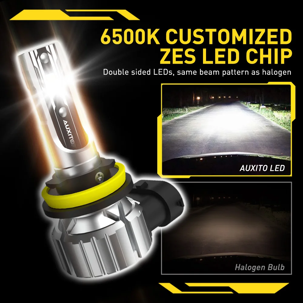 LED Fog Light AUXITO 2Pcs 12V H8 H9 H11 PTF H16JP 9005 HB3 9006 HB4 H11 H8 CSP LED Headlight Fog Lamp Car Driving Lamp DRL