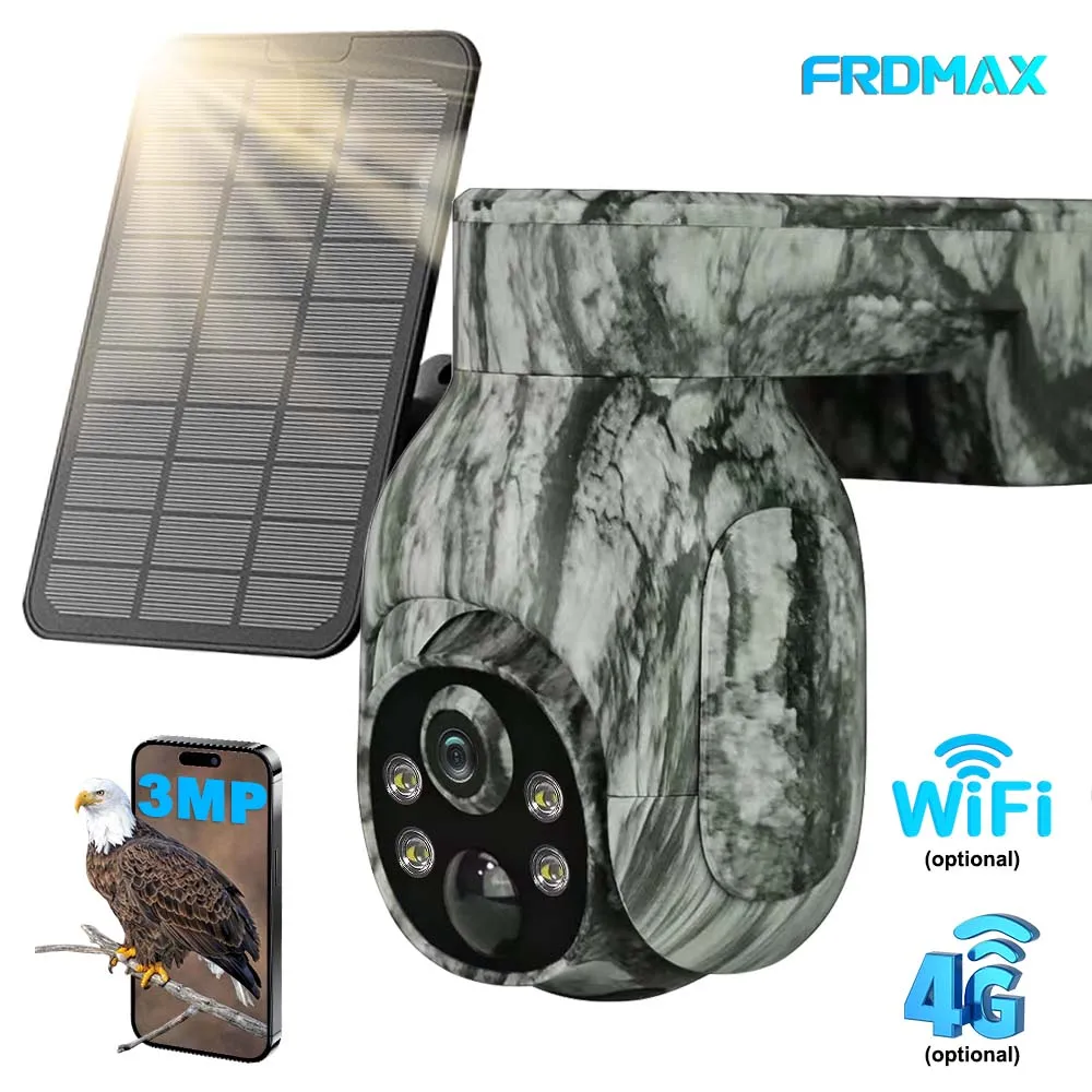 

3MP Solar Camera WiFi Outdoor 4G Sim Card PTZ Hunting Cams PIR Motion Detection Wildlife Cam Wireless CCTV Surveillance Cameras