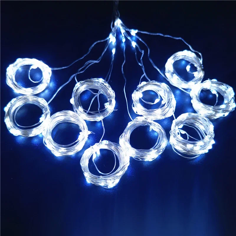 1 cortina de luces LED con enchufe USB para decoración de árbol de Navidad, luces decorativas de Año Nuevo 2025 para el hogar, guirnalda navideña
