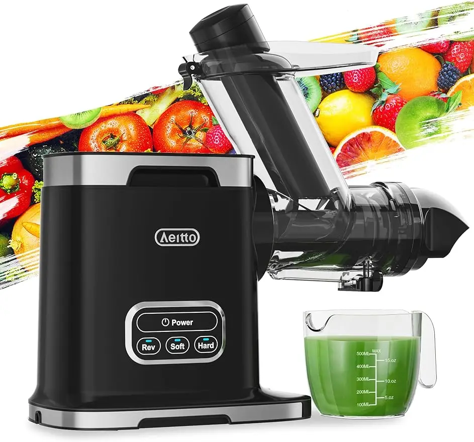 

Masticating Juicer with 3.6-inch Wide Feed Channel2 Speed Modes and Reverse FunctionEasy To Clean with Brush