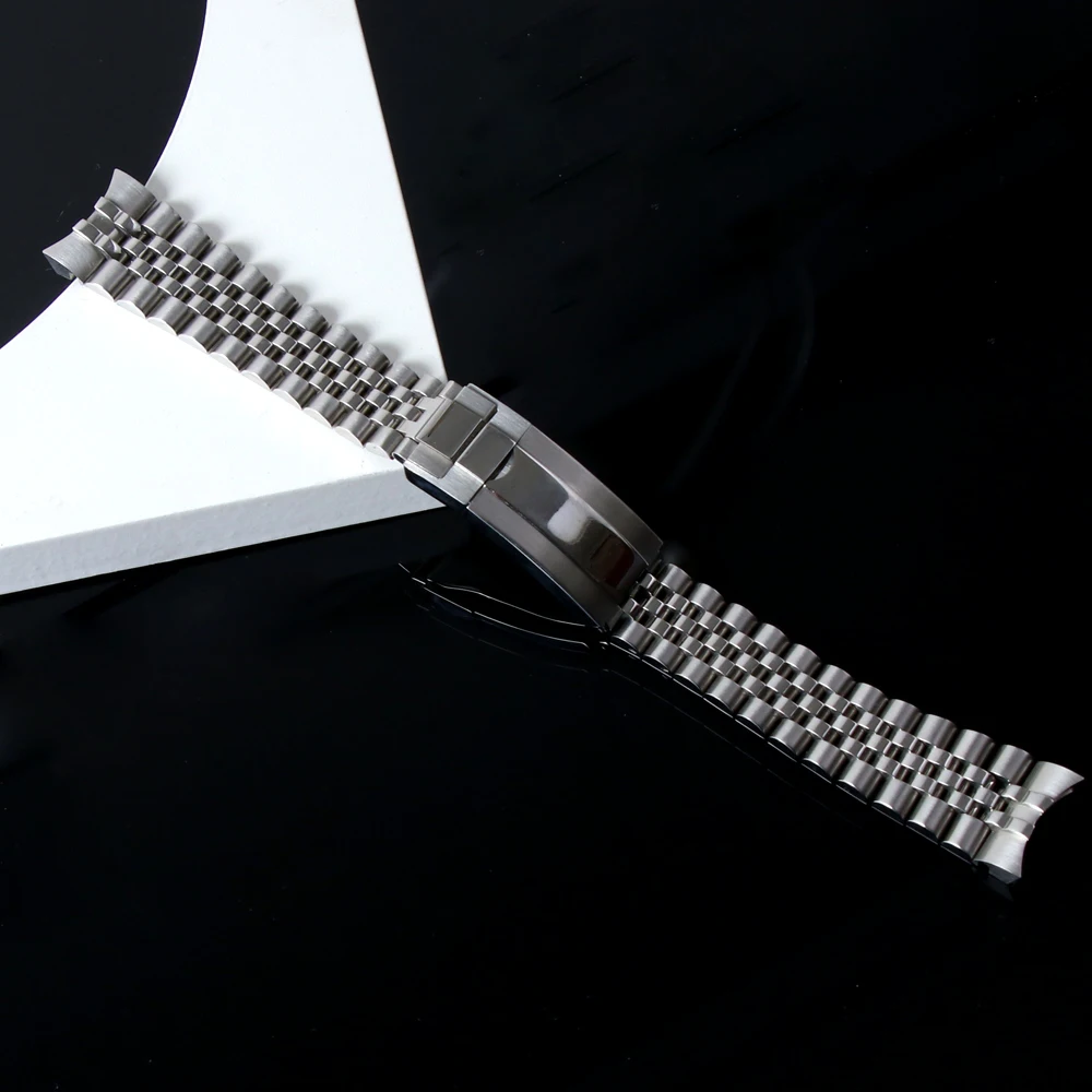 Premium 20mm 904L Stainless Steel Watch Strap with Glide Lock Buckle - Silver Jubilee Bracelet Design