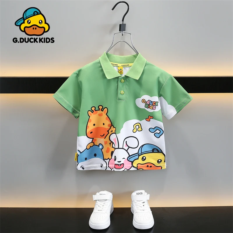 

Brand children's clothing short sleeved T-shirt for summer boys and girls, baby half sleeved T-shirt with cartoon polo collar