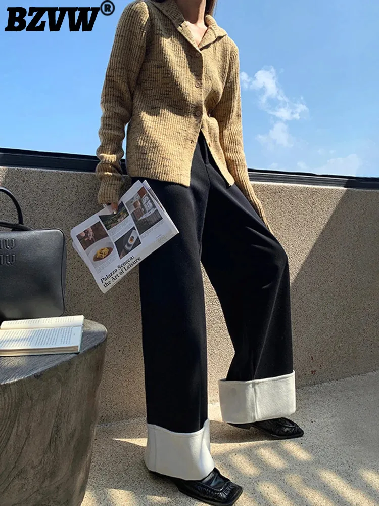 

BZVW Women Trousers Vintage Casual Silver Fox Down Casual Pants 2023 Autumn Winter Warm And Slim Straight Leg Long Pants 25X3442