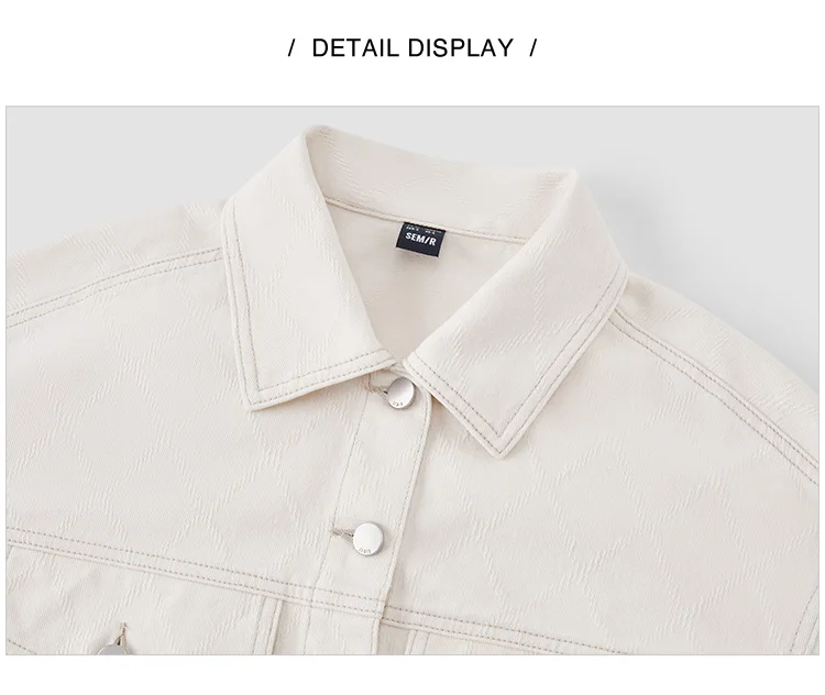 Denim Jacket Women Short Style Slimming Diamond-patterned Spring New Pure Cotton Drop-shoulder Jacket