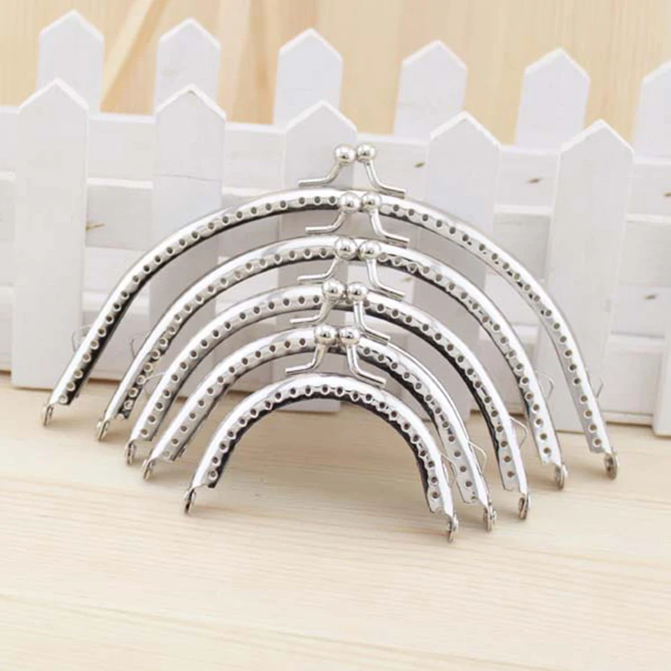 Square semicircle Glossy Silver Basic Metal Purse Frame Kiss Clasp Lock DIY Bag Accessories 6.5/8.5/10.5/12.5/15/18CM 10 Pcs/Lot jewelry making supplies,craft supplies,doll handmade accessories