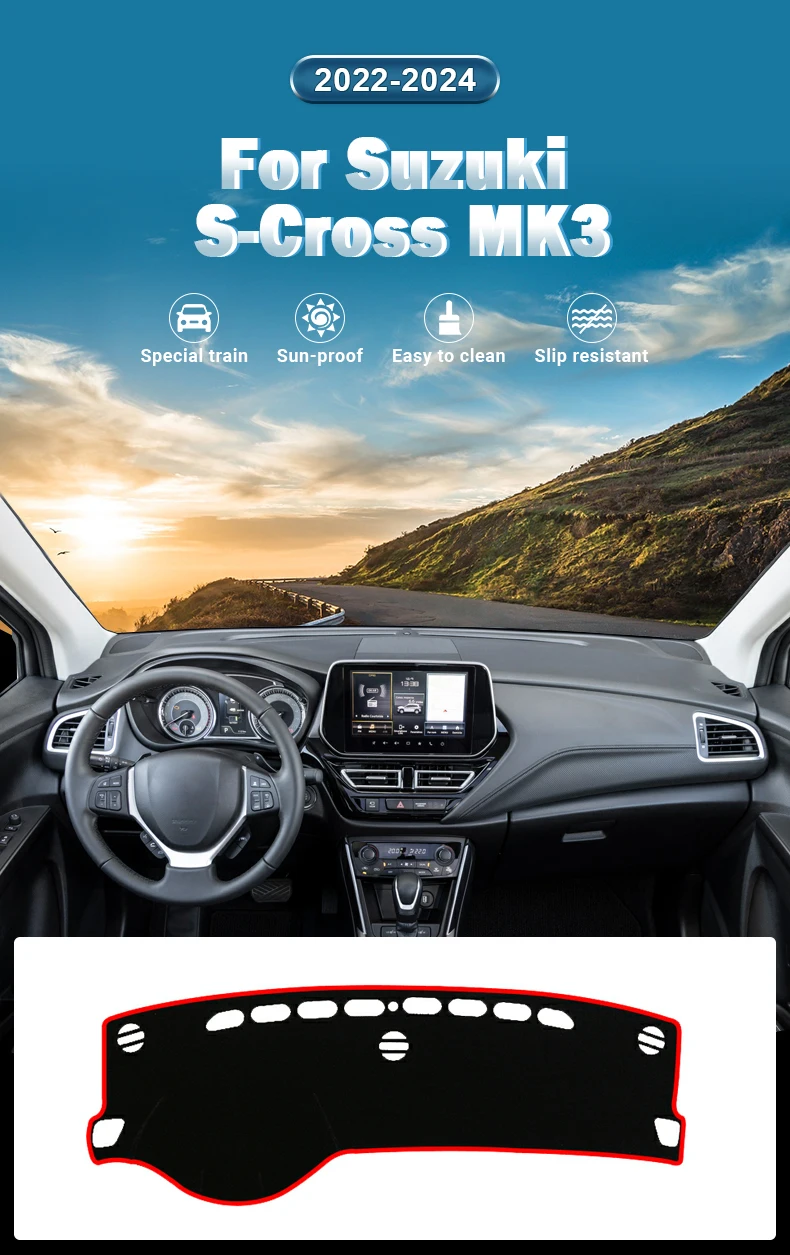 Für Suzuki S-Cross MK3 2022 2023 2024 Hybrid Auto Armaturenbrett-Schutzmatte Sonnenschutz Anti-Blendschutzmatte Rutschfeste Zubehörteile – Detail 1