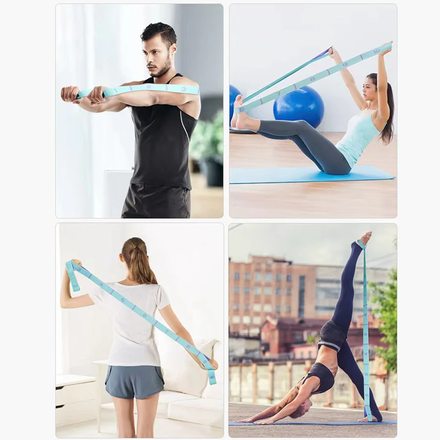 Yoga elastico elastico banda 8 anelli indipendenti fitness ginnastica stretching resistenza banda elastica fitness attrezzatura per l'allenamento_voghion.com