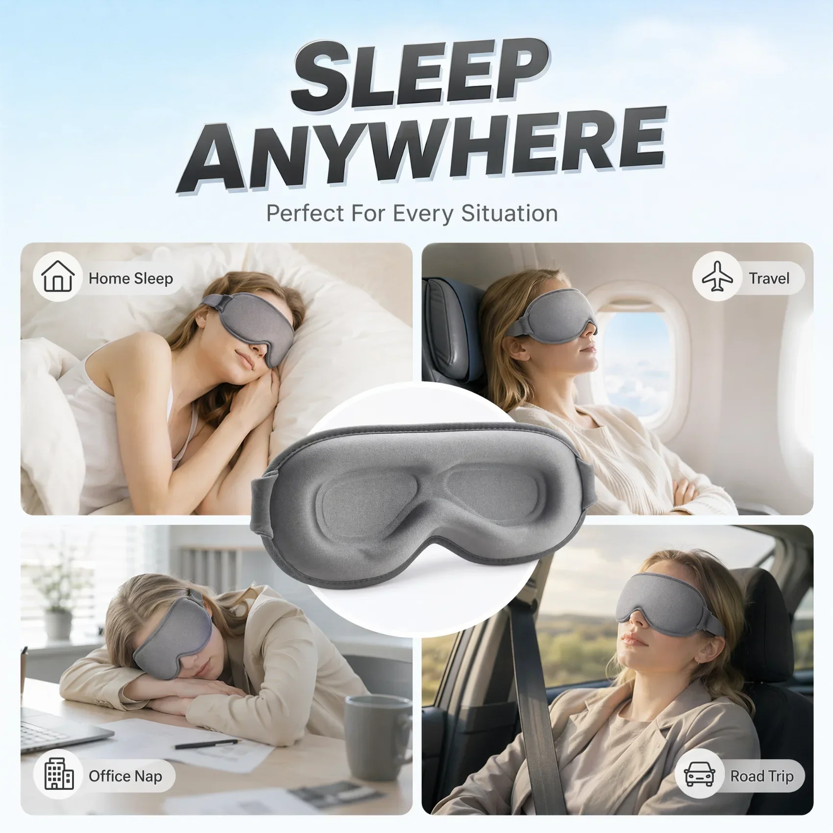 Luxurious Memory Foam 3D Blackout Sleep Mask - Ultimate Comfort & No Light Leak Design