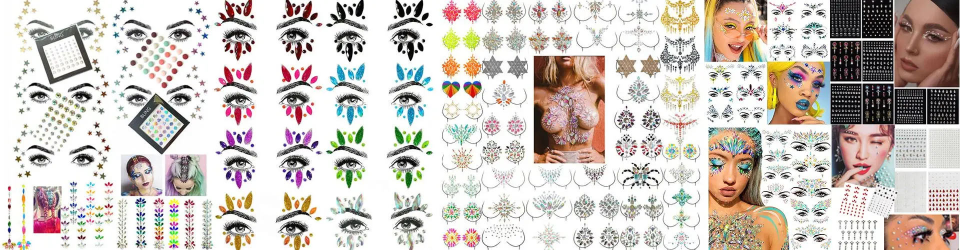 Coloured Diamond Eye Corner Stickers Children's Make-up Face Stickers  Girls' Toys Crystal Stickers Diamond Stickers Girls' Gemst