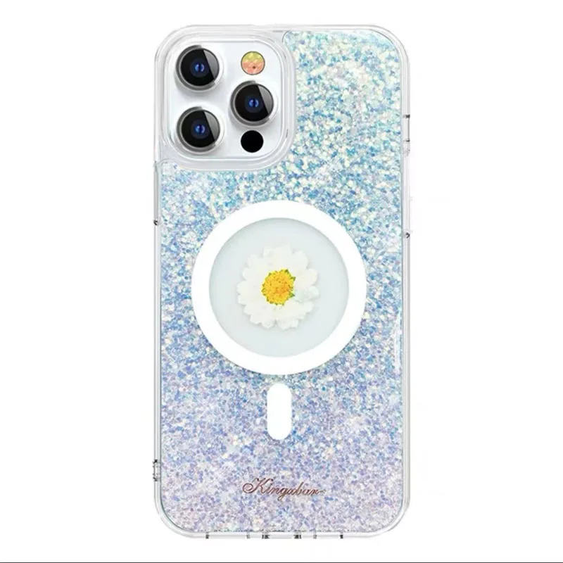 Magnetic Suction for iPhone11/12/13pro Max 7/8plus Wireless Glitter Powder Women's Luxury Makeup Flap Gift Back Protective Cover |