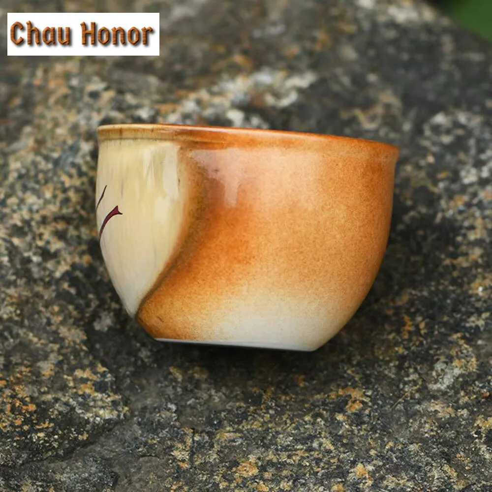 160ml Dunhuang Apsaras Drum Large Teacup Antique Soda Glaze Master Cup Zen Cultural Pu'er Tea Bowl Coffee Mugs Kung Fu Tea Set