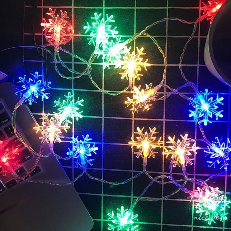 

Snowflake String Lights Christmas Decorations for Home Fairy Party Room Decor Accessories Luces De Navidad 2022 Holiday Lighting