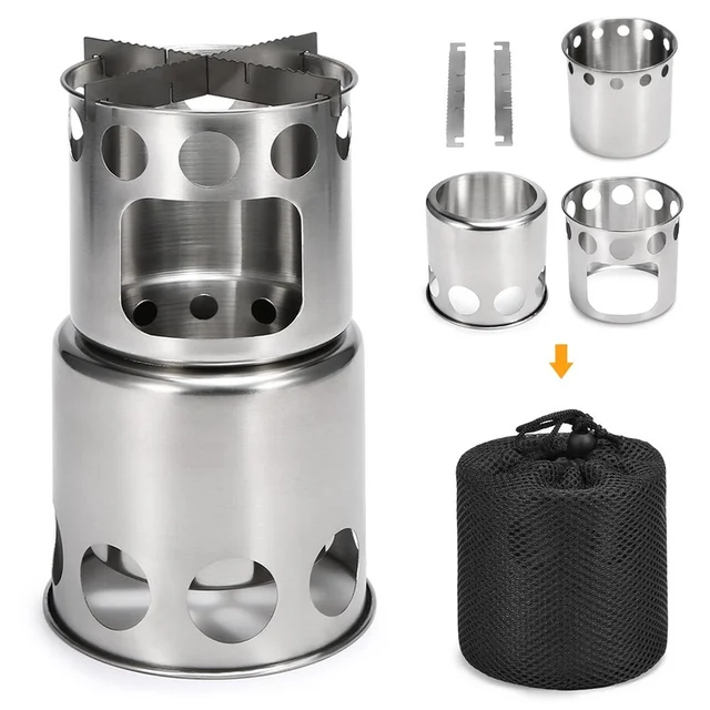 Hordozható Kültéri Fa Tűzhely Kemping Összecsukható Edények Égés Hátizsákhoz Túlélő Főzés Piknikvadászat - Image 4