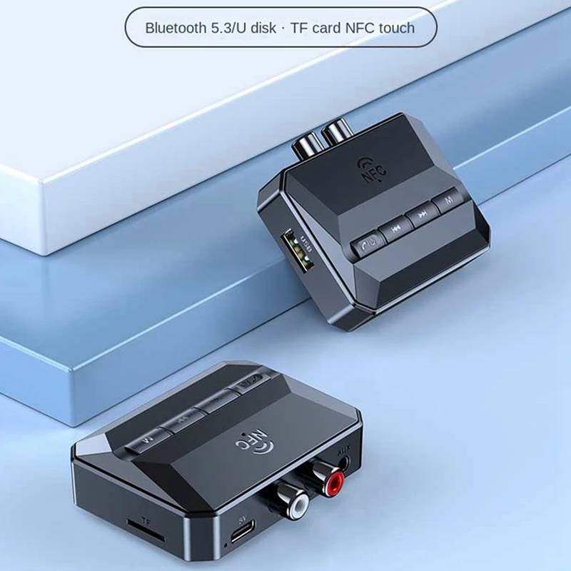 블루투스 5.3 오디오 리시버, 자동차 키트 스피커용, R/L 2 RCA/3.5mm AUX/광학 잭 ABS