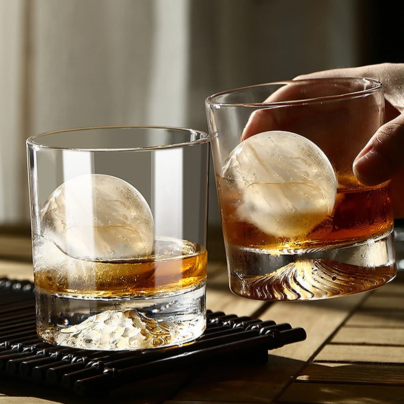 Creative Silhouette Wine Glass Cup 300ml Iceberg Cup Snow Mountain Thick Bottom Rock Christmas Whiskey Wedding Gifts whiskey glass wine glass