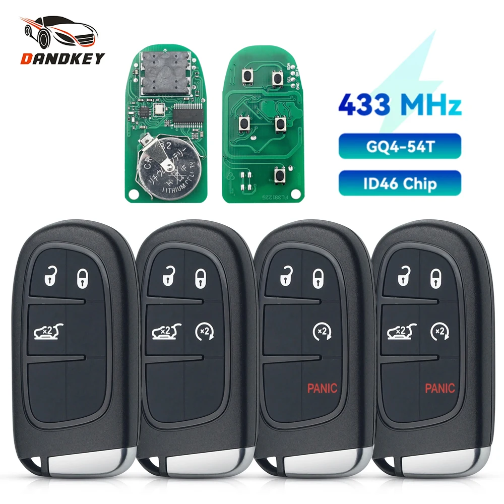 

Dandkey Fob 433MHz GQ4-54T Replacement Smart Remote Key For Jeep Renegade Grand Cherokee Ram Compass 2014 2015 2016 2017