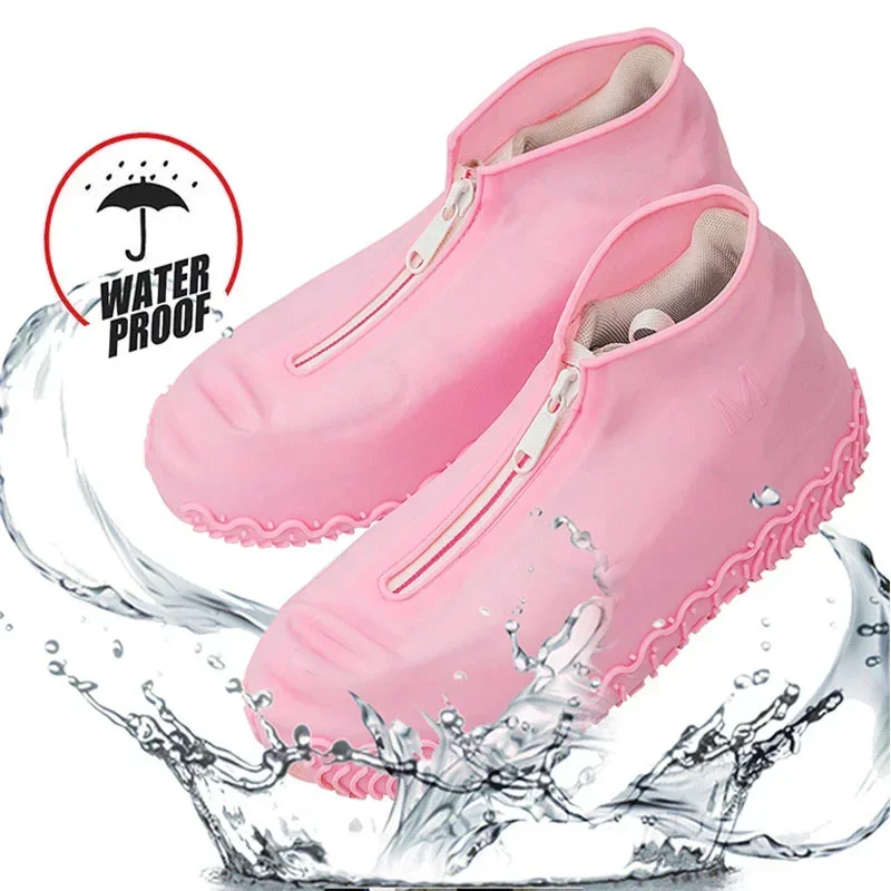 Shoe Covers Rain Shoe Covers Silicone Shoe Covers Disposable Shoe Covers Rain Shoe Protector Plastic Shoe Cover Women And Men Rubber Shoes Cover Zippers Unisex Reusable Waterproof Covers White Non-slip silicone