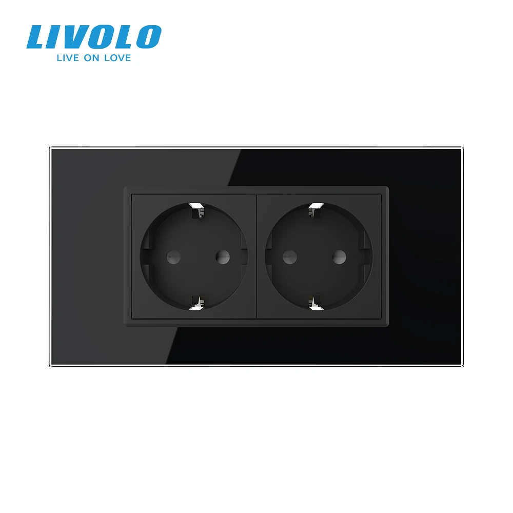 LIVOLO Double EU 16A 2Pins Socket Plug,Standard Grounding Wires,Security Design,With Tempered Glass Hold Panel images - 6