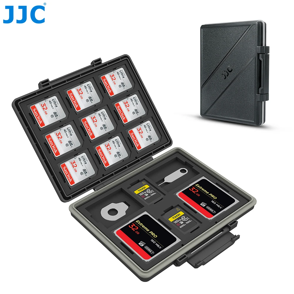 Jjc-suporte para Cartão Micro sd com Ferramentas Estojo para Cartão de Memória Impermeável para Cartões sd Microsd tf cf Xqd Cfexpress tipo a b