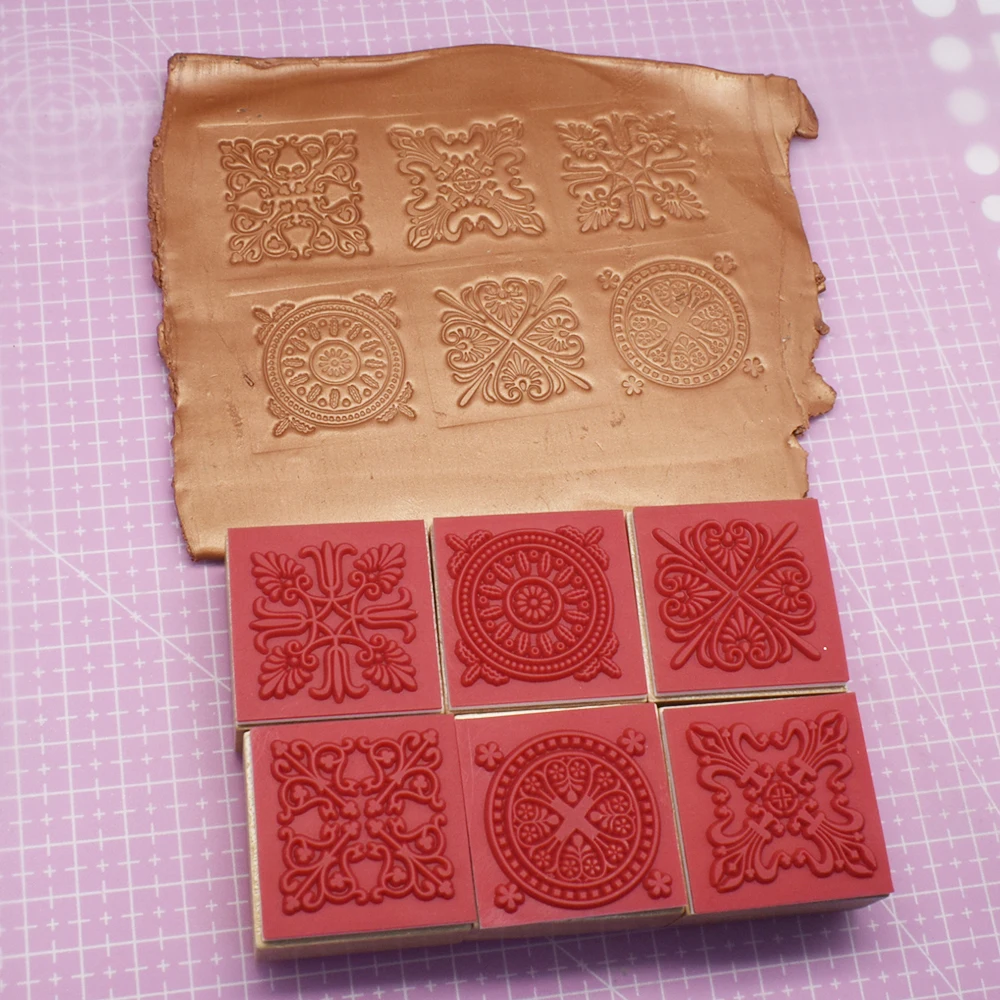 Square Round Pottery Stamp Baroque Mandala Lace Texture Embosser Ceramic Clay Jewelry Sculpture Model Making Impressions