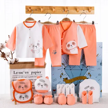 18 pezzi/set vestiti per neonati per ragazze ragazzi pantaloni set cotone primavera autunno morbido neonato abbigliamento neonato stampa cappello bavaglini